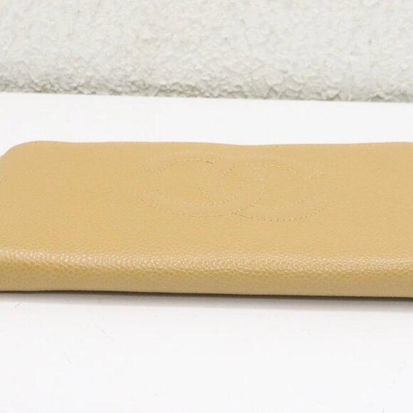 Chanel CC Logo Timeless Caviar Beige Leather Around Zip Around Wallet - Picture 6 of 14